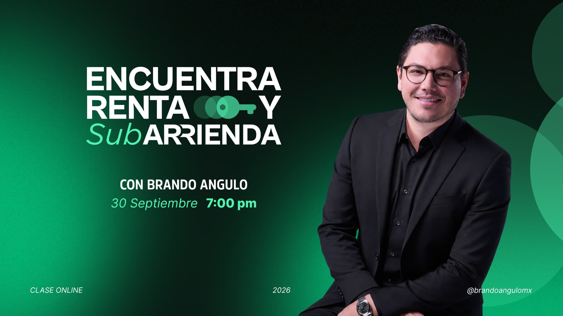 Portada de la masterclass Rent to Rent con Brando Angulo